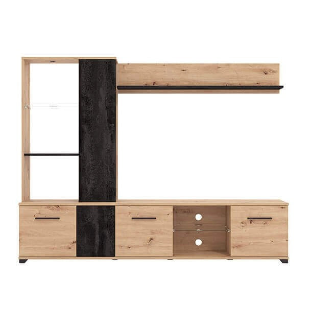 parete attrezzata soggiorno quattro ante moderna minimal in legno cm 202x40x155 5 h - POLE