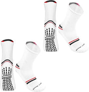 3 paia di Calze da Gara con Presa Anti-slip per Uomini Bianchi Mid-Calcagna Gain the Edge Calze da Gara Respiranti Wicking Pianta di Piede Spessa per Calcio applicabili anche a Rugby Basket Rugby Trekking Escursionismo.
