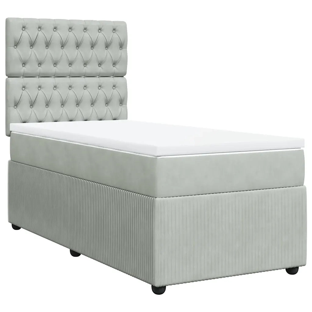 vidaXL Giroletto a Molle con Materasso Grigio Chiaro 100x200cm Velluto