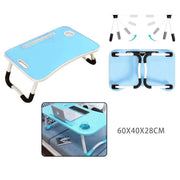 Trade Shop - Tavolino Pieghevole Azzurro Supporto Computer Portatile Laptop Salvaspazio Casa -