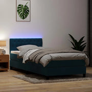 Letto a Molle con Materasso e LED Blu Scuro 80x220 cm Velluto 3317197