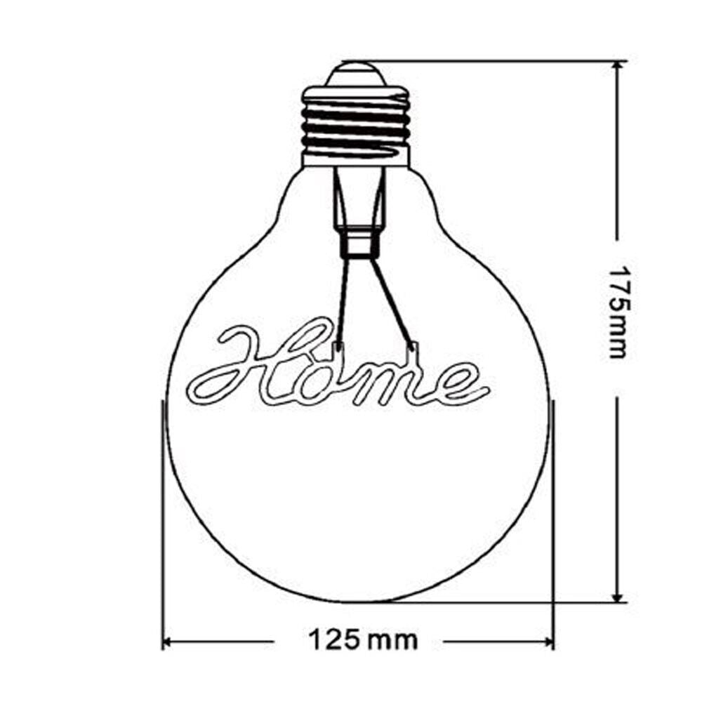 Lampadina globo a LED attacco E27 stile vintage con scritte filamento luce calda scritta HOME Luce calda 2500K