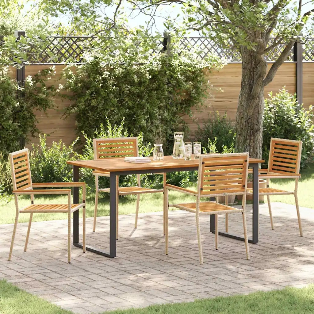 Set da Pranzo per Giardino 5 pcs Beige Legno di Acacia Massello 3365459