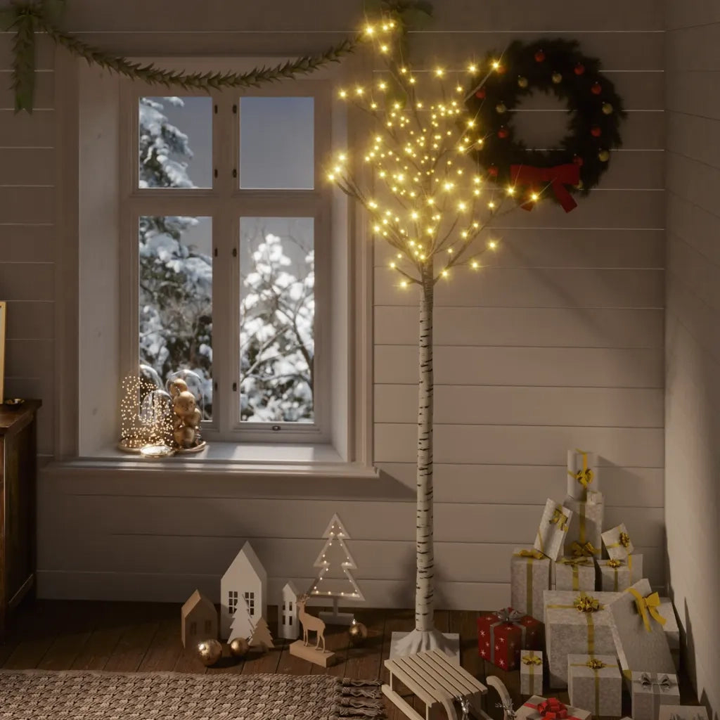 Albero Natale 200 LED 1,8 m Salice Bianco Caldo Interno Esterno 332956