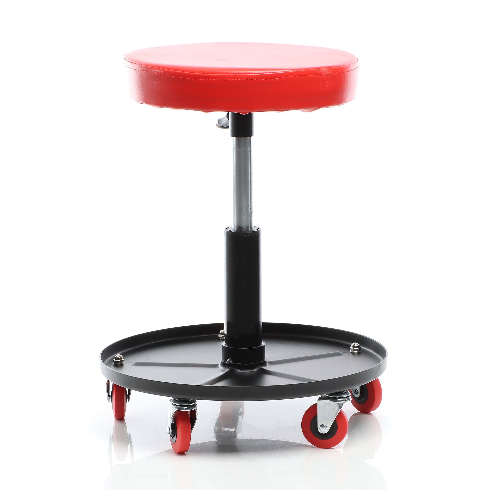 Sgabello per officina con rotelle e altezza regolabile, sedile girevole a 360°, sgabello mobile da meccanico