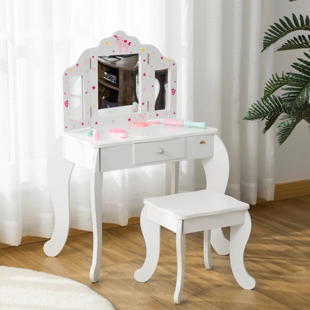 Truccabimbi con Specchio e Cassetto ¨C Zephmum ¨C Bianco 63x40x85.5cm