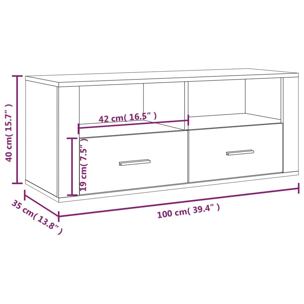 Mobile TV multimediale scaffale TV credenza mobile TV sala da pranzo soggiorno camera da letto rovere affumicato 100 x 35 x 40 cm legno ingegnerizzato marrone 02_0027264