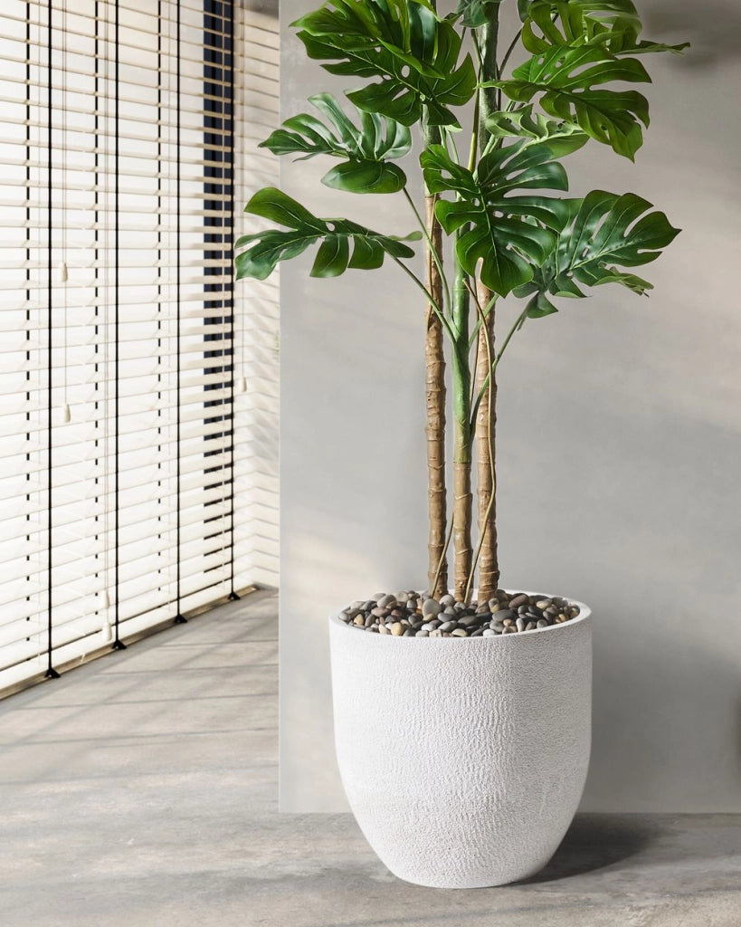 Vaso da fiori in argilla bianco sporco 46 x 46 x 46 cm per interni ed esterni resistente alle intemperie