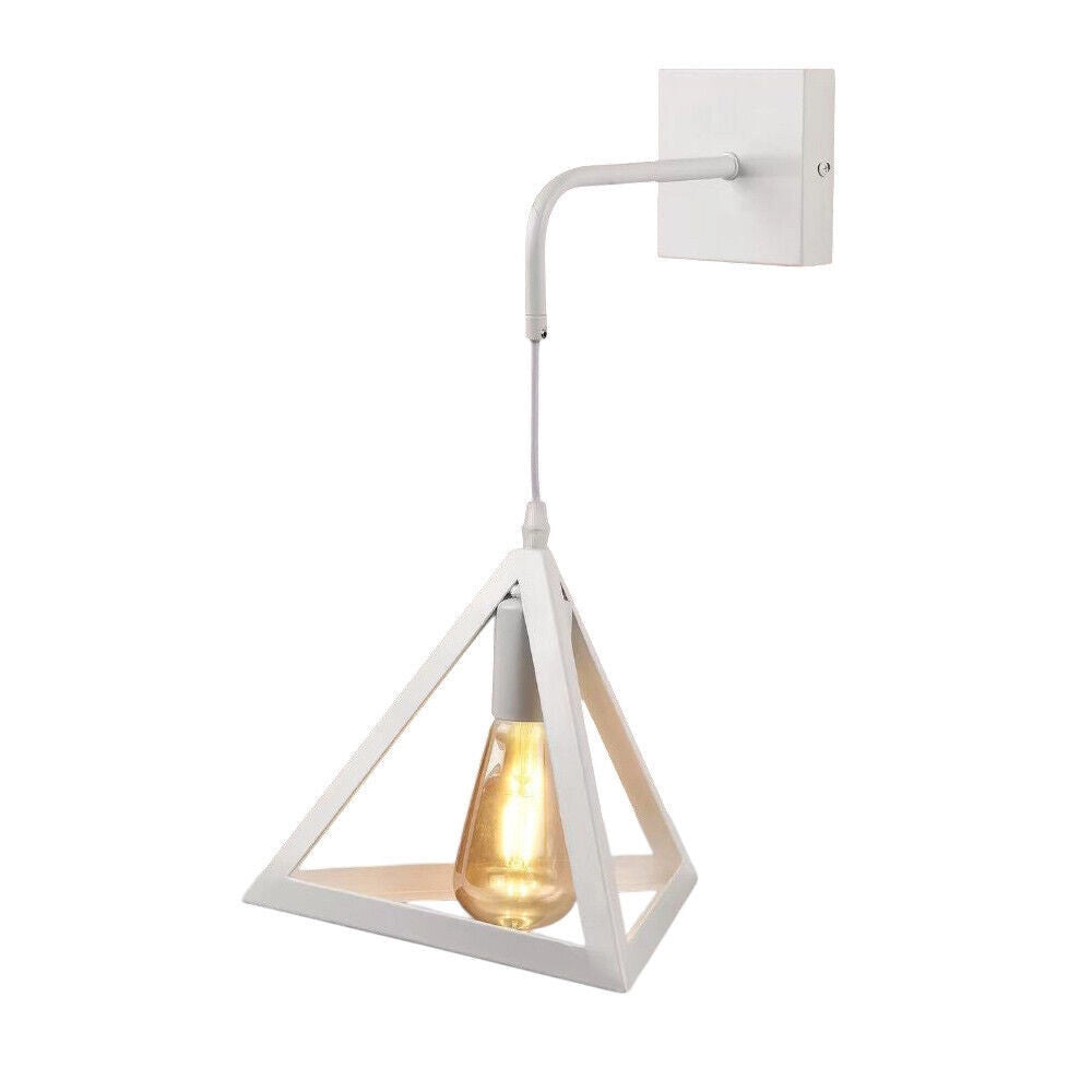 Trade Shop - Applique Parete Pendente Forma Triangolare 3d Stile Minimal Portalampada Attacco E27 Aq54 - Bianco