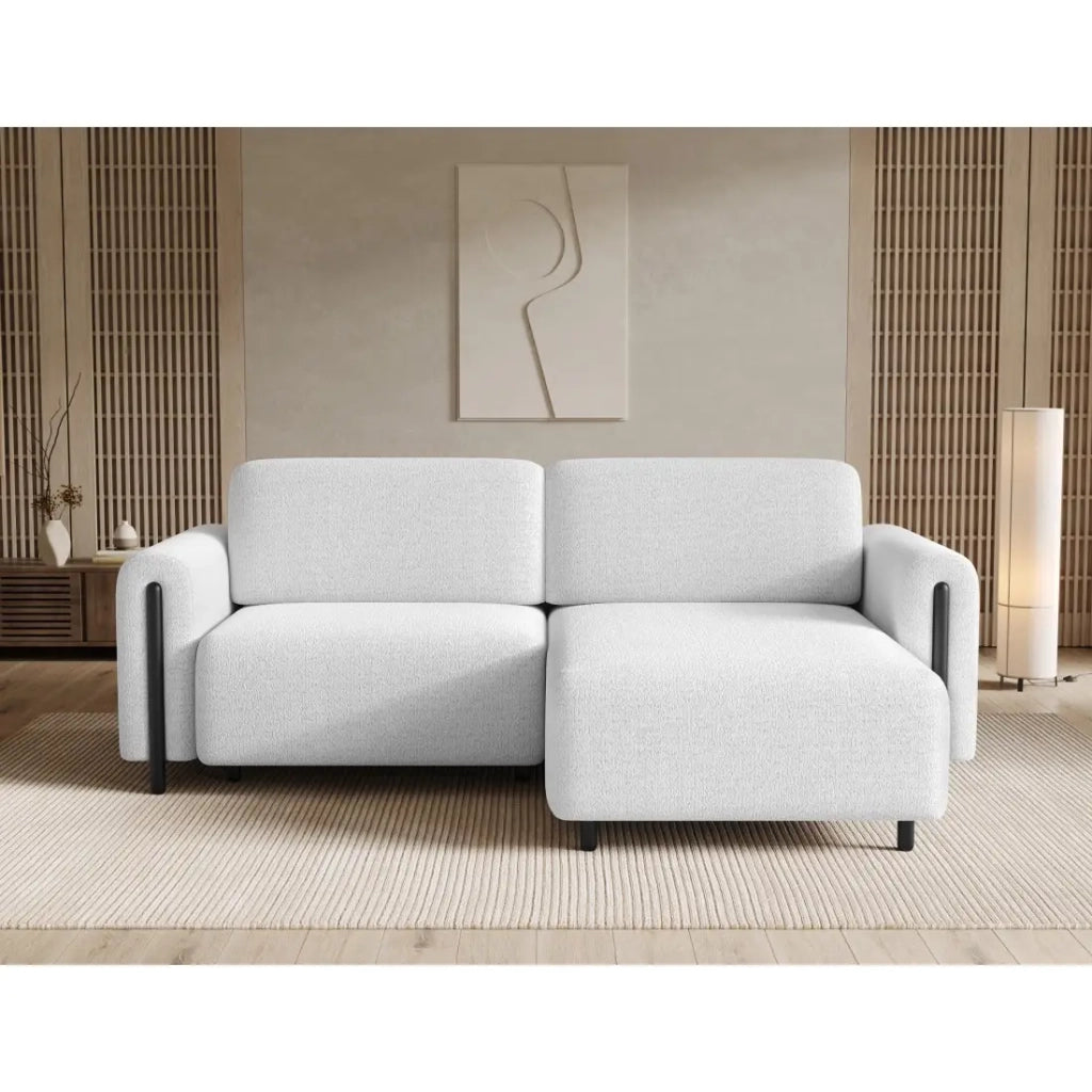 Divano angolare convertibile ARVESSA bianco alpino chenille – Angolo destro