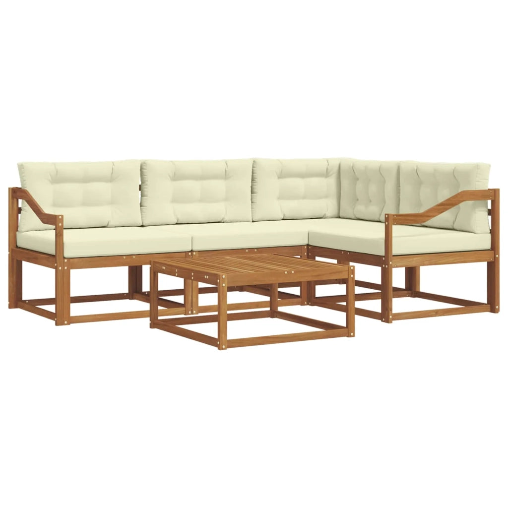 Set di divani da esterno con cuscino 5 pcs Naturale e Crema