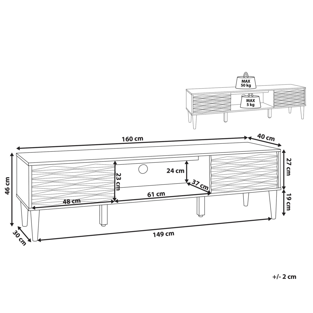 Mobile TV in legno scuro supporto per TV fino a 75ʺ con 2 ripiani