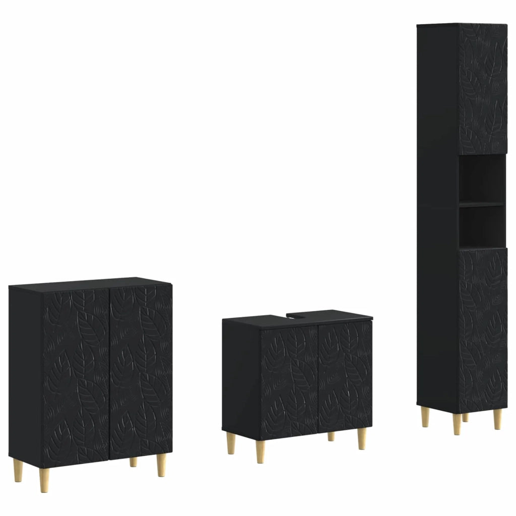 Set di armadietti da bagno in 3 pezzi DELFT Nero 3417460