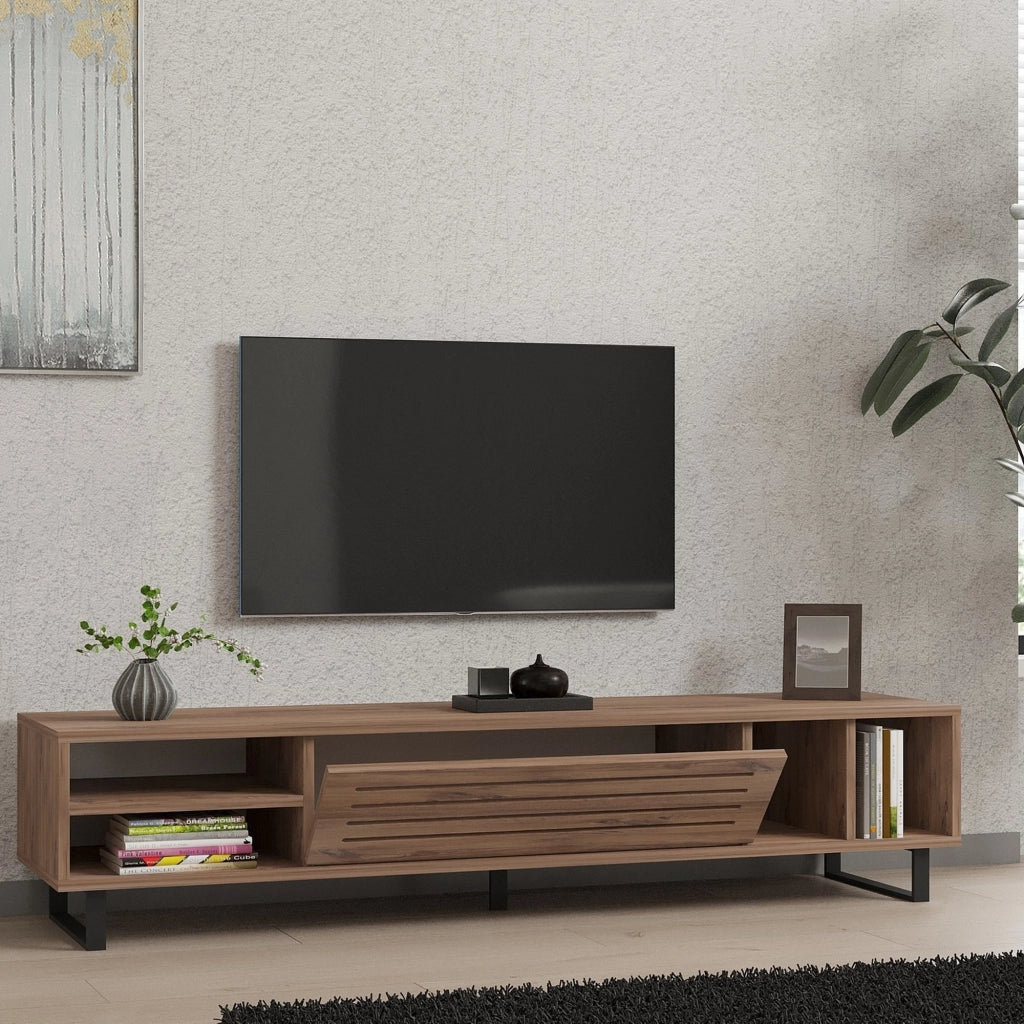 Sovico, Mobile Porta tv un Ripiano, 160x40x35h cm Marrone Rovere