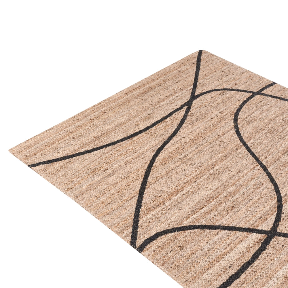 Tappeto in juta beige 160 x 230 cm con motivi decorativi rettangolare tessuto stile rustico per soggiorno e camera da letto
