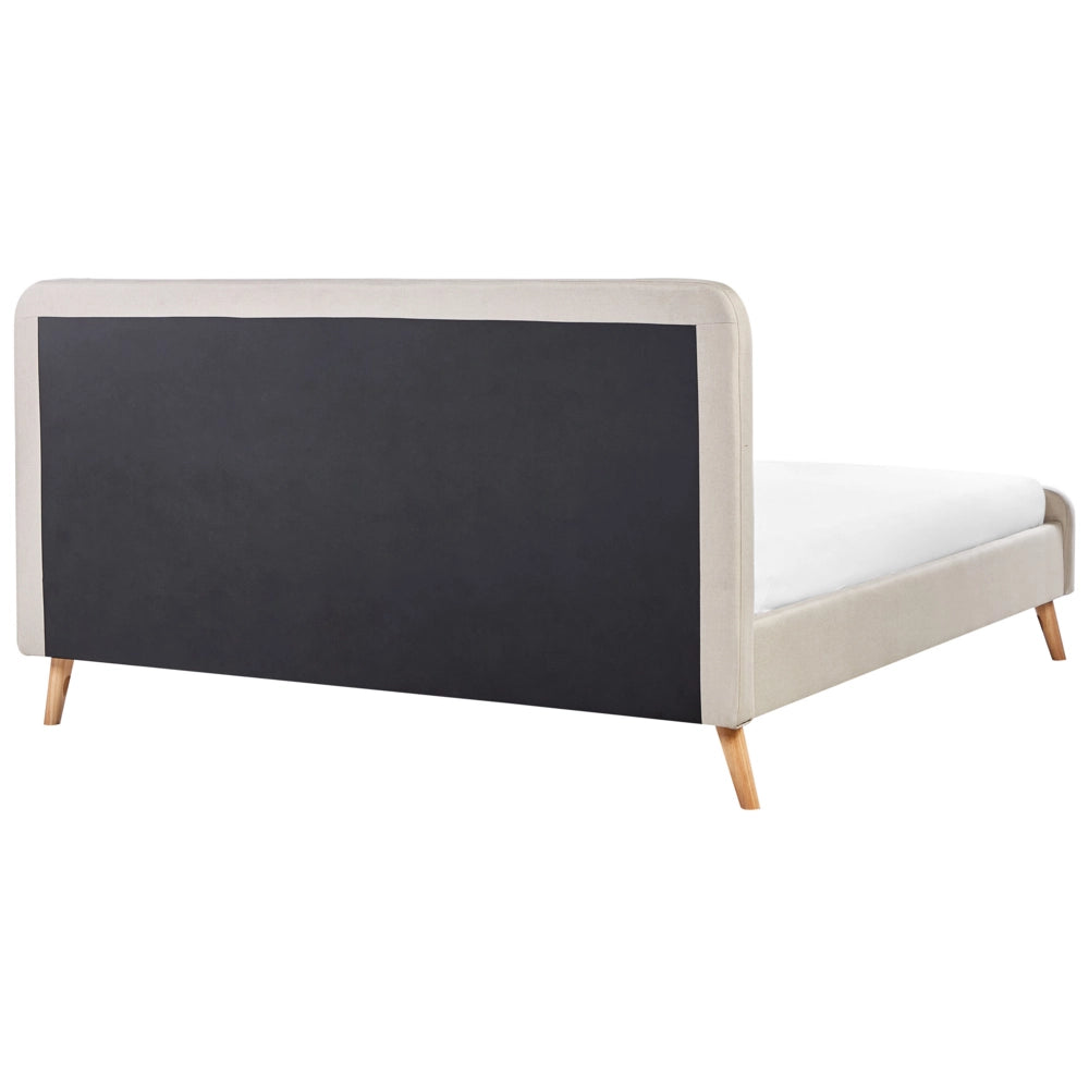 Letto a doghe Tessuto in poliestere beige Gambe in legno imbottite 180 x 200 cm Design moderno