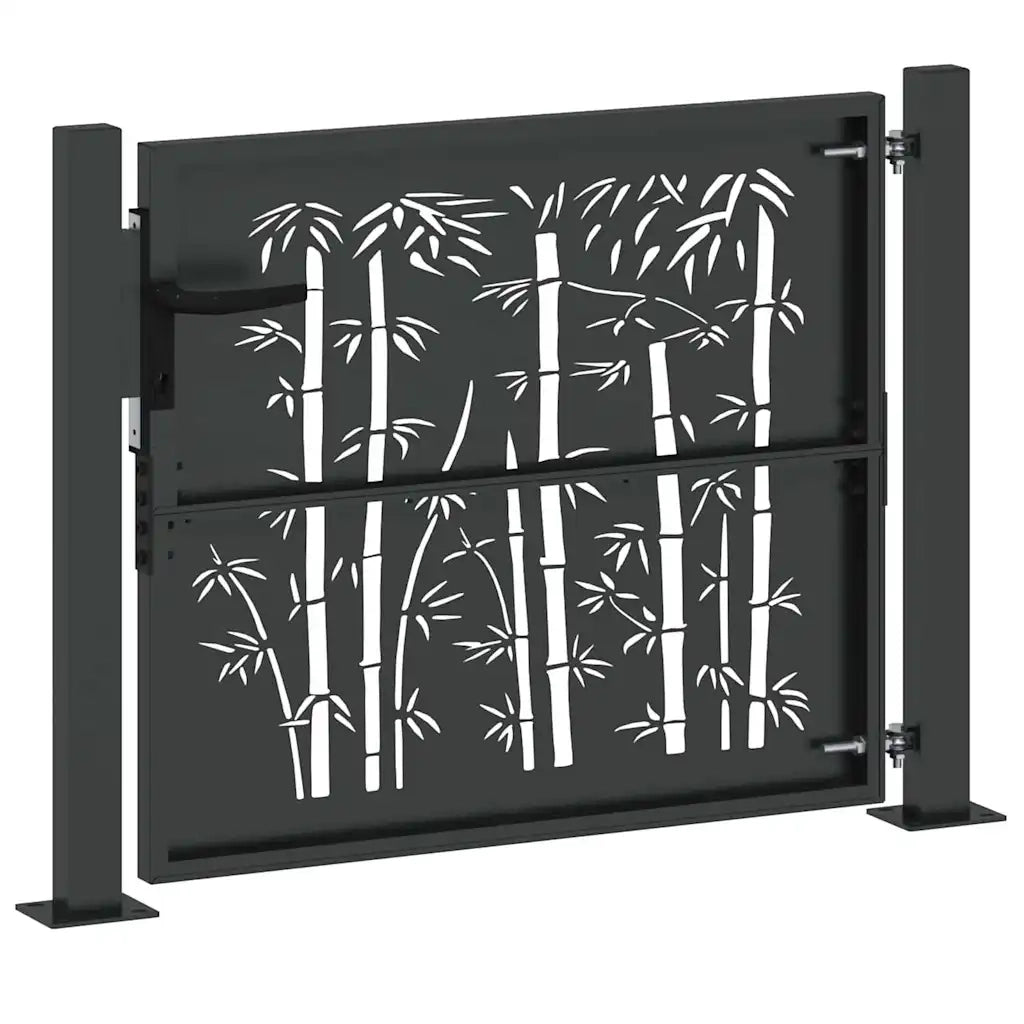 Cancello da giardino con blocco Nero 110 x 105 cm