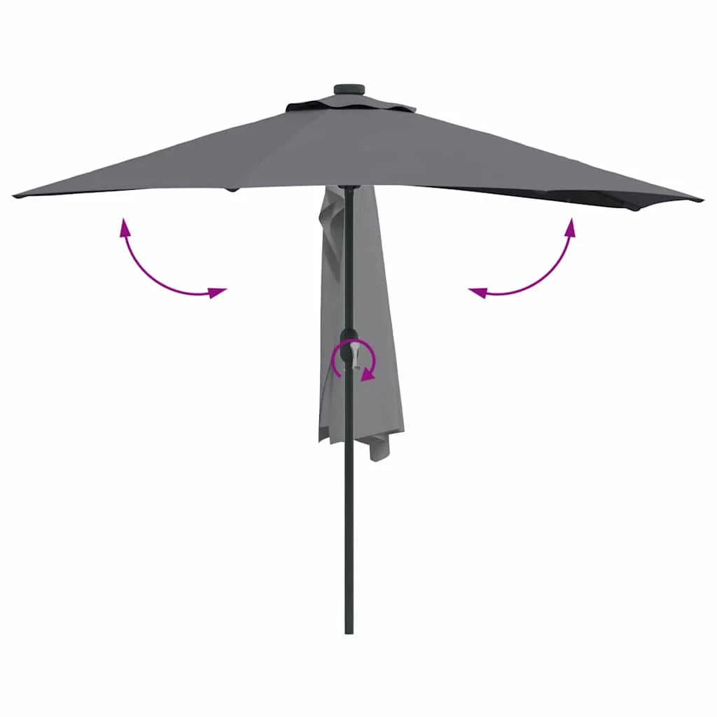 Moderno ombrellone da giardino pieghevole 294 x 150 x 224 cm con illuminazione a LED per un'atmosfera accogliente realizzato in poliestere antracite 02_0058668