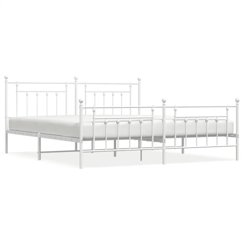 Giroletto con Testiera e Pediera Metallo Bianco 193x203 cm 353610