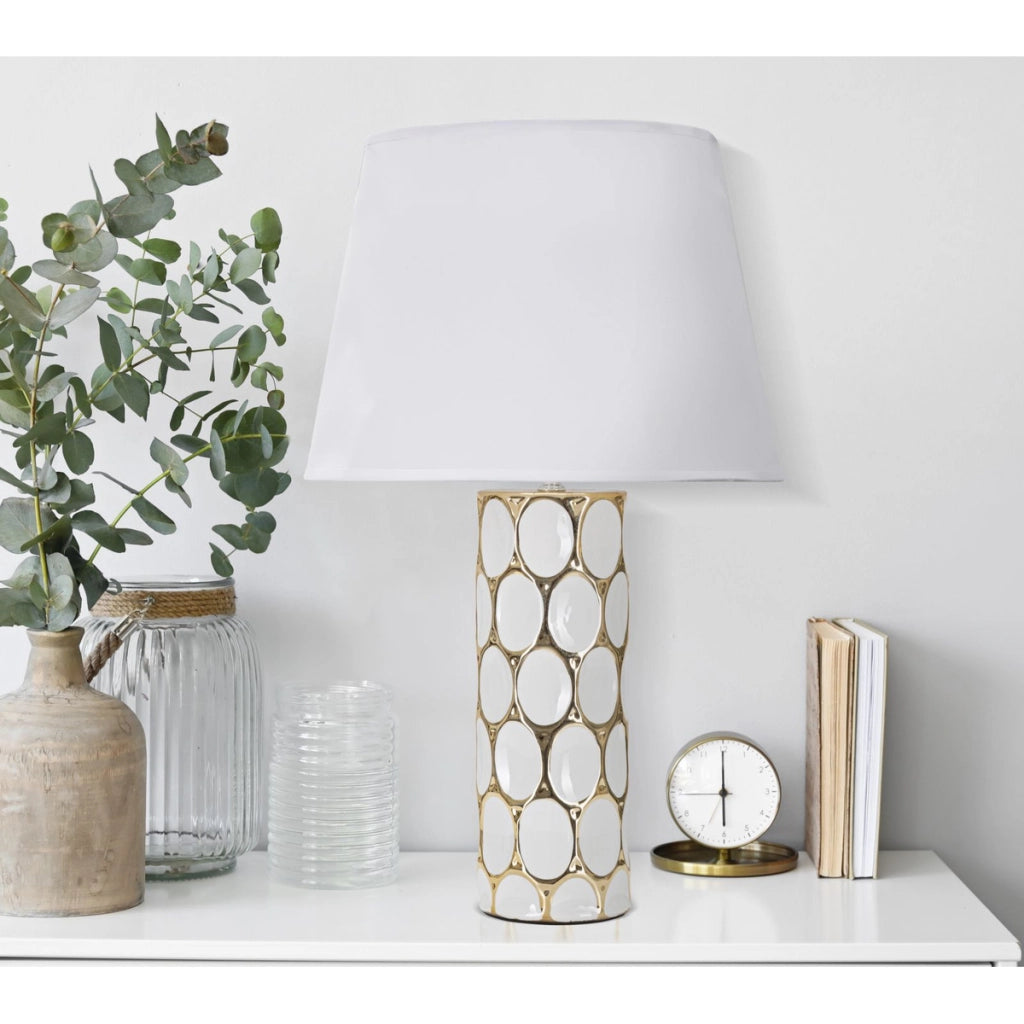 Lampada da Tavolo VKH109, Bianco, Ceramica, 34,5x34,5x56 cm