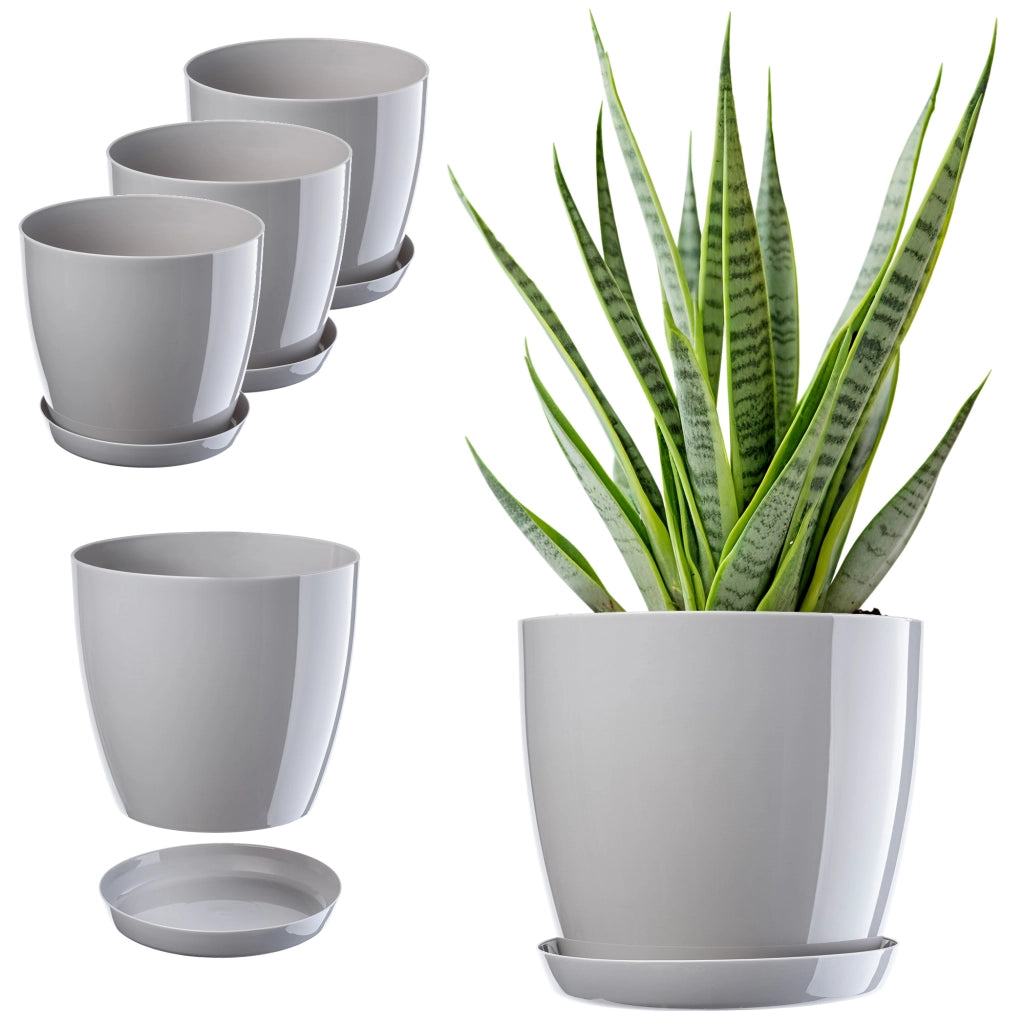 Vaso da fiori KADAX, fioriera, coperchio, 28 cm, supporto per fiori, plastica grigia, 3 pezzi.