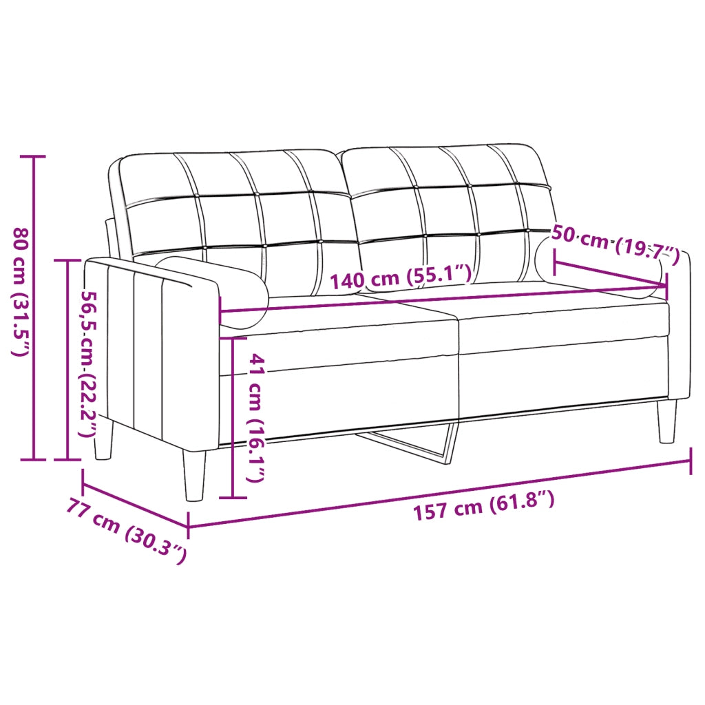 Divano a 2 Posti con Cuscini-Sofa 2 Posti con Cuscini Grigio Chiaro 140 cm in Velluto 967042