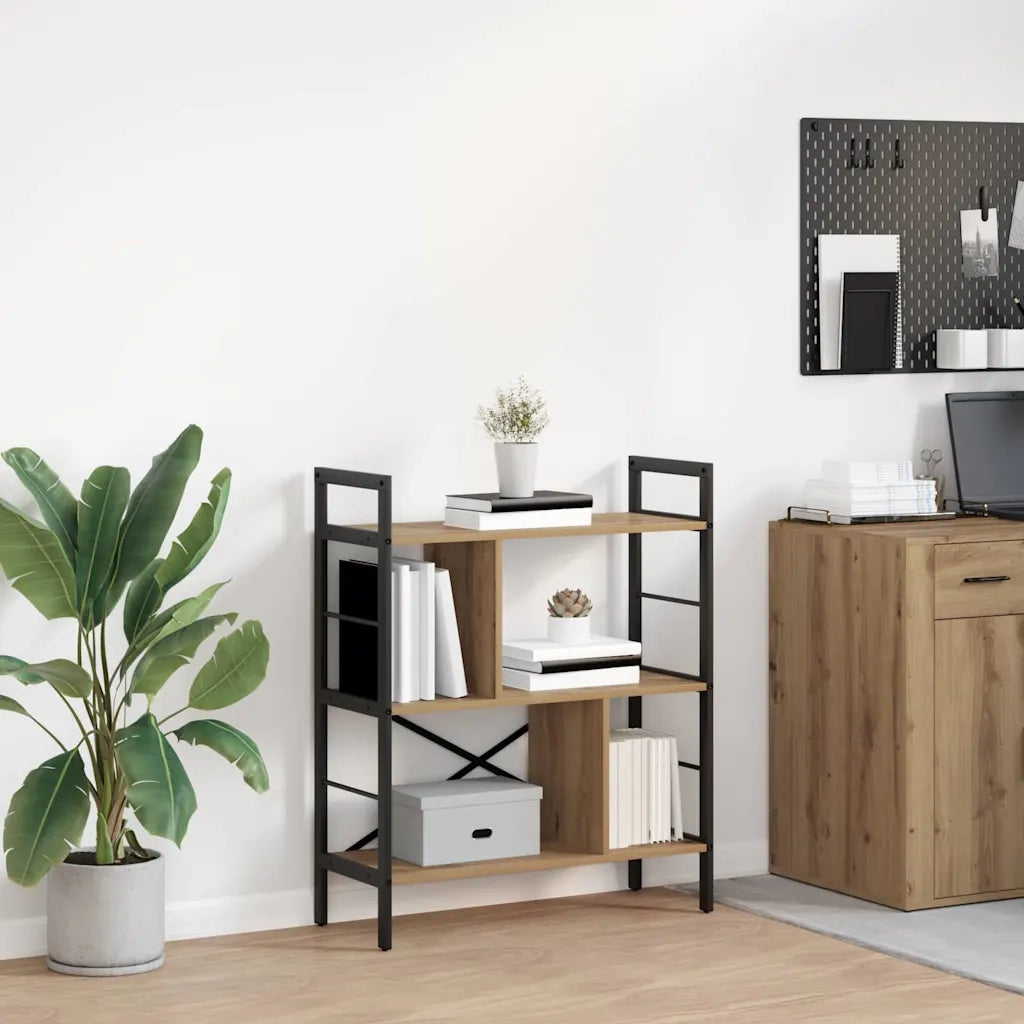Libreria-Scaffale per Libri-Mobile di Stoccaggio Rovere artigianale 75 x 30 x 91 cm Legno multistrato