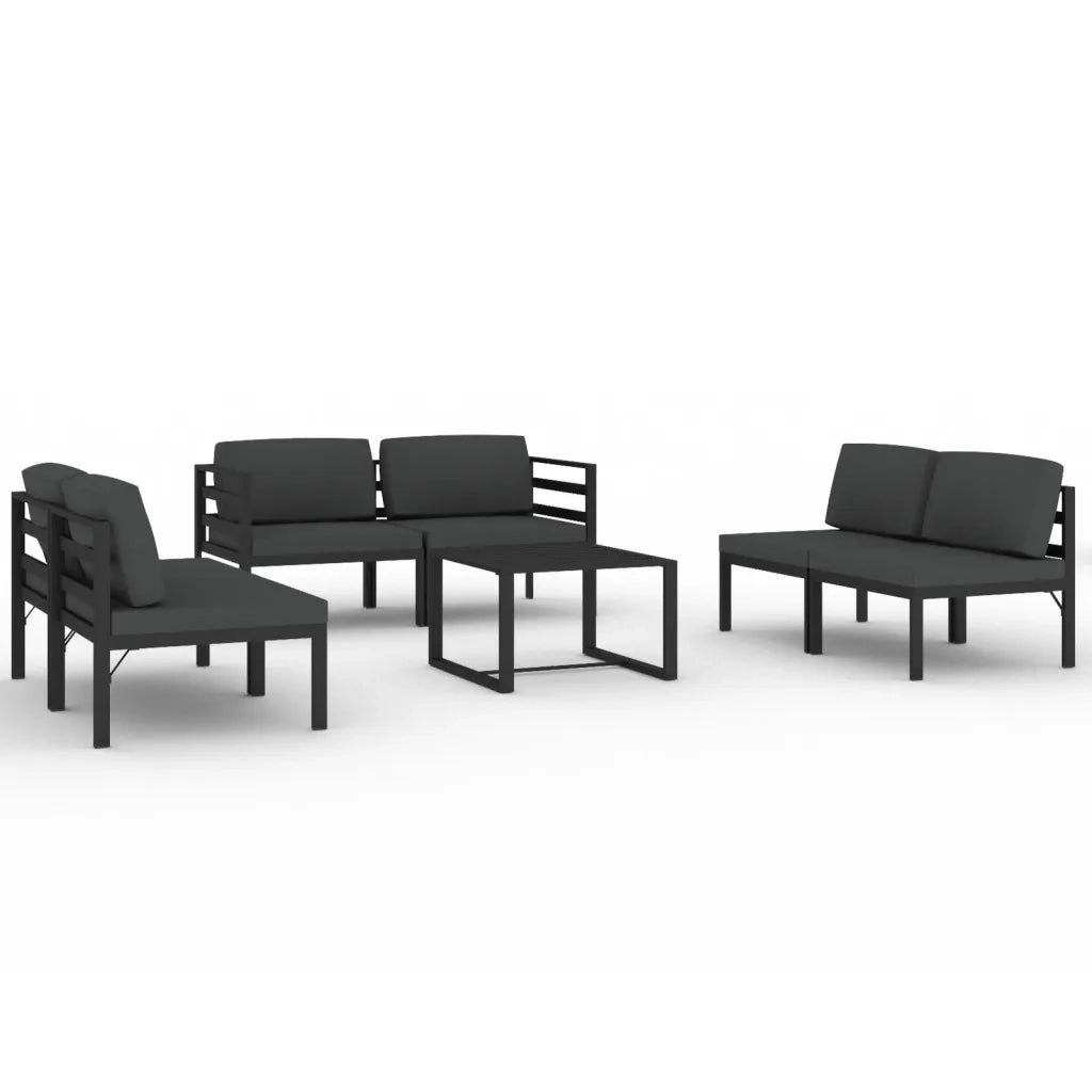 Set Divani da Giardino 7 pz con Cuscini in Alluminio Antracite 3107803