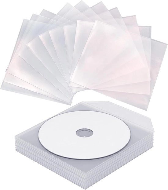Hoesse per DVD 100x - Copricarton in PVC trasparente - Flap con chiusura a clip - Protezione contro polvere e graffi - Soluzione di archiviazione pratica - Adatto per CD/DVD/Blu-ray