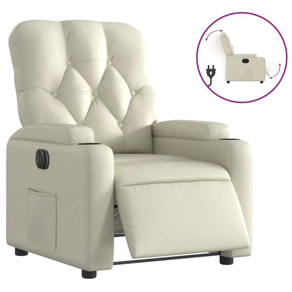Poltrona Reclinabile Elettrica Crema in Similpelle 3204759