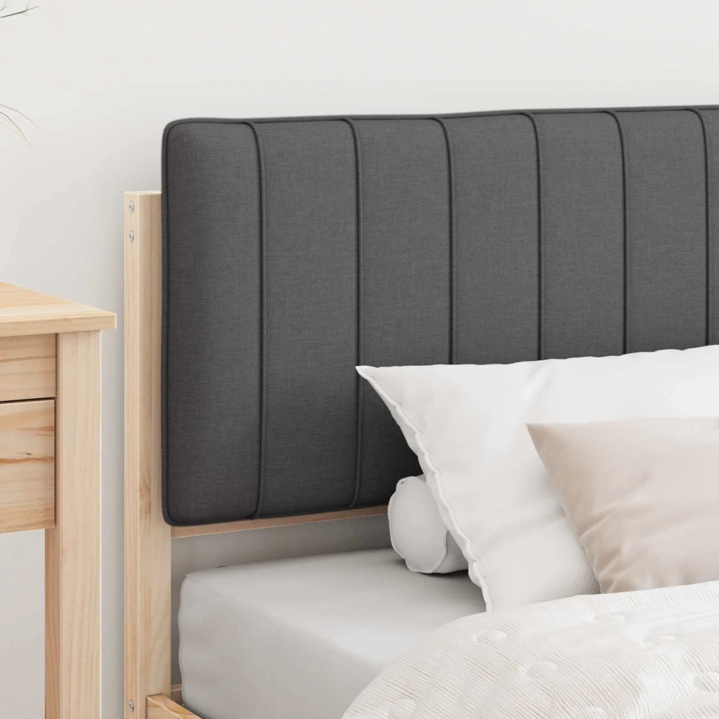 Letto con Testiera Rivestita Grigio Naturale e Scuro