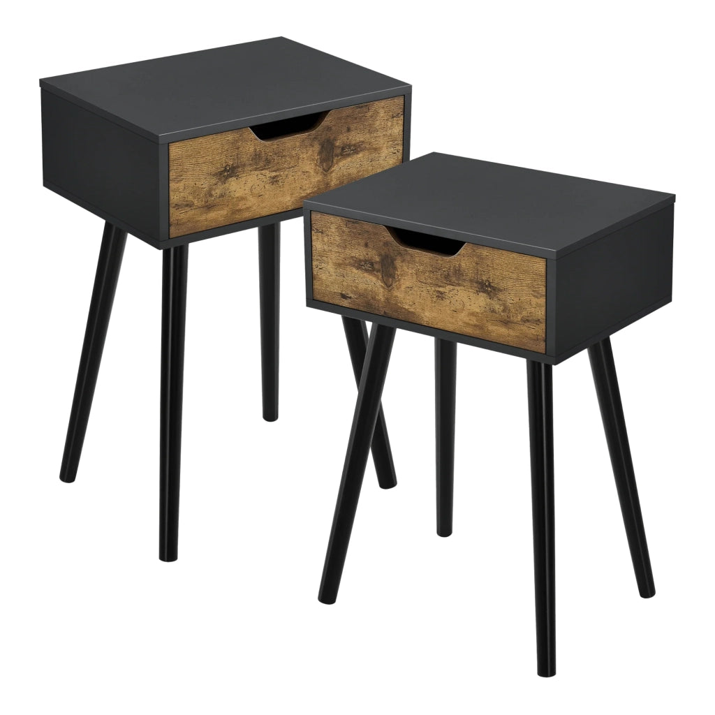 Set di 2 tavolini laterali 60 x 40 x 30 cm effetto legno scuro nero 03_0009719