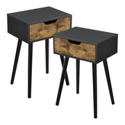 Set di 2 tavolini laterali 60 x 40 x 30 cm effetto legno scuro nero 03_0009719