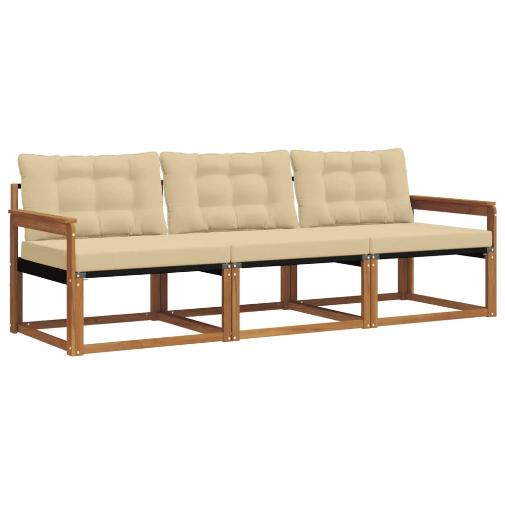 Set di divani da esterno con cuscino 3 pcs Naturale e Beige