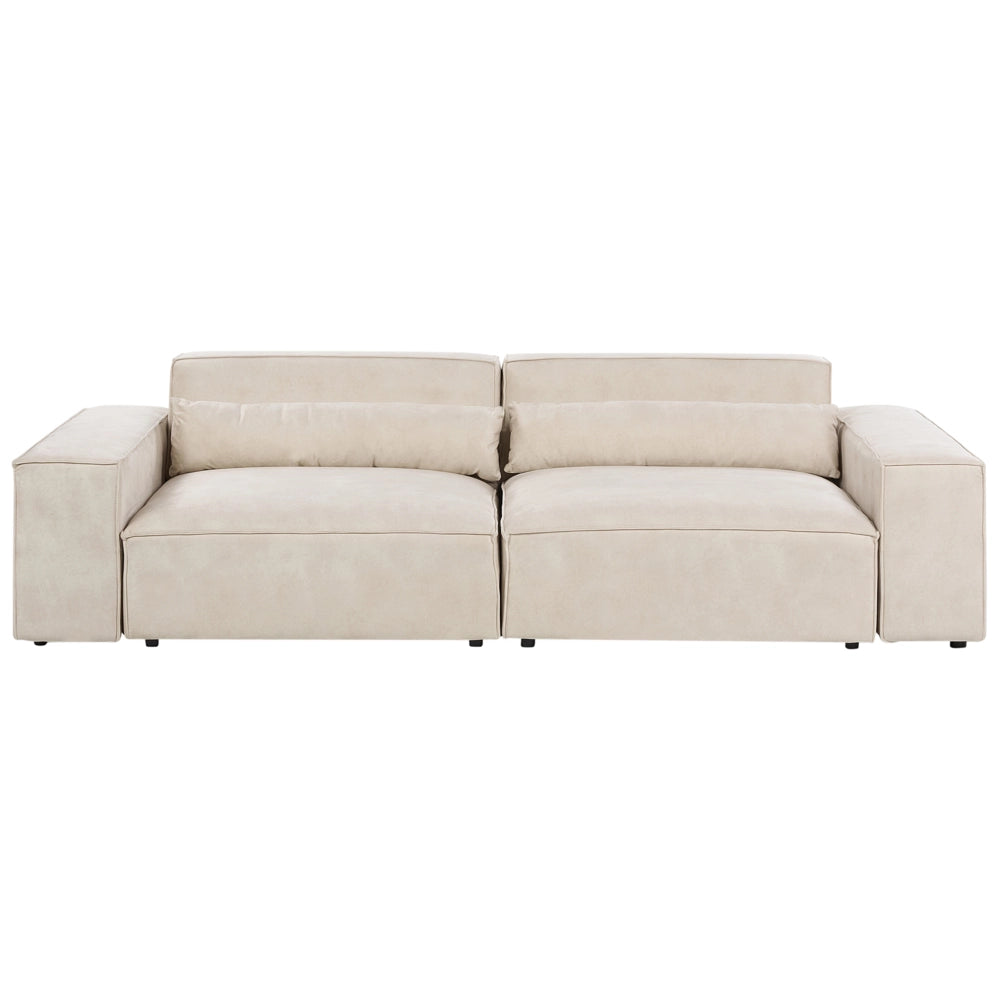 Divano modulare a 2 posti con ottomana Divano componibile in velluto beige con gambe nere Soggiorno moderno