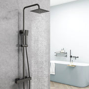 AICA Colonna Doccia con Miscelatore Termostatico, Rubinetto Doccia 28x4cm, Soffione Doccia in Acciaio Inox 20x20cm Nero