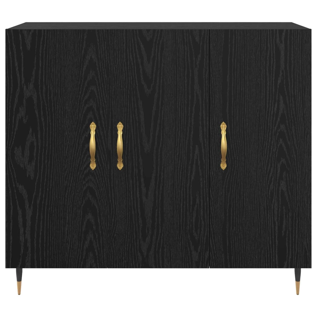 Credenza Rovere Nero 90 x 34 x 80 cm Legno multistrato