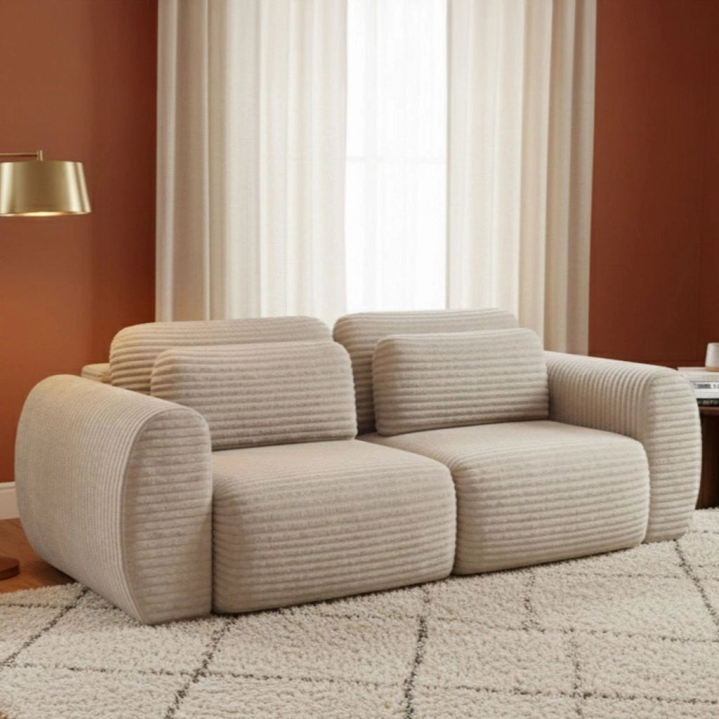 Golgi, Divano Letto 2 Posti Contenitore, 266x121 cm Beige Chiaro