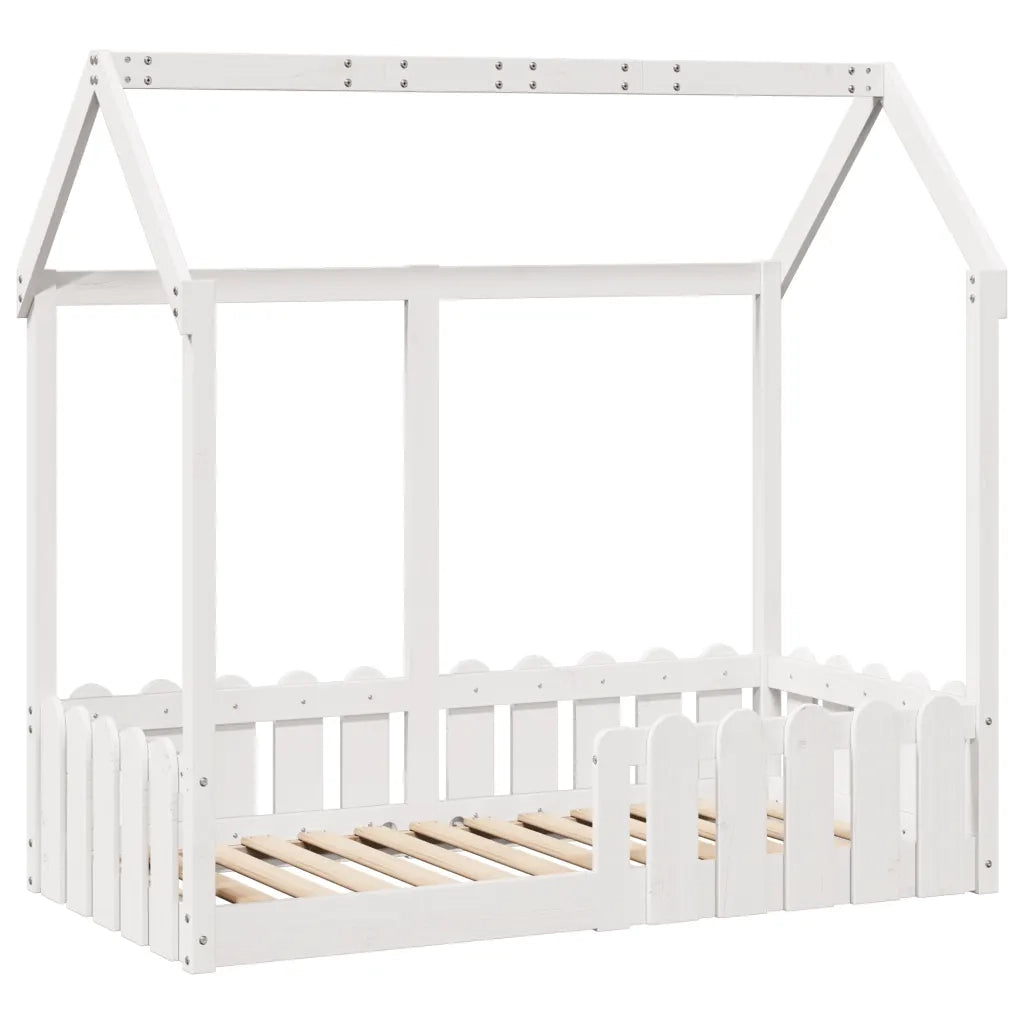 Giroletto Casetta Bambini | Letto Infantile | Lettino Bianco 70x140 cm Legno Massello Pino