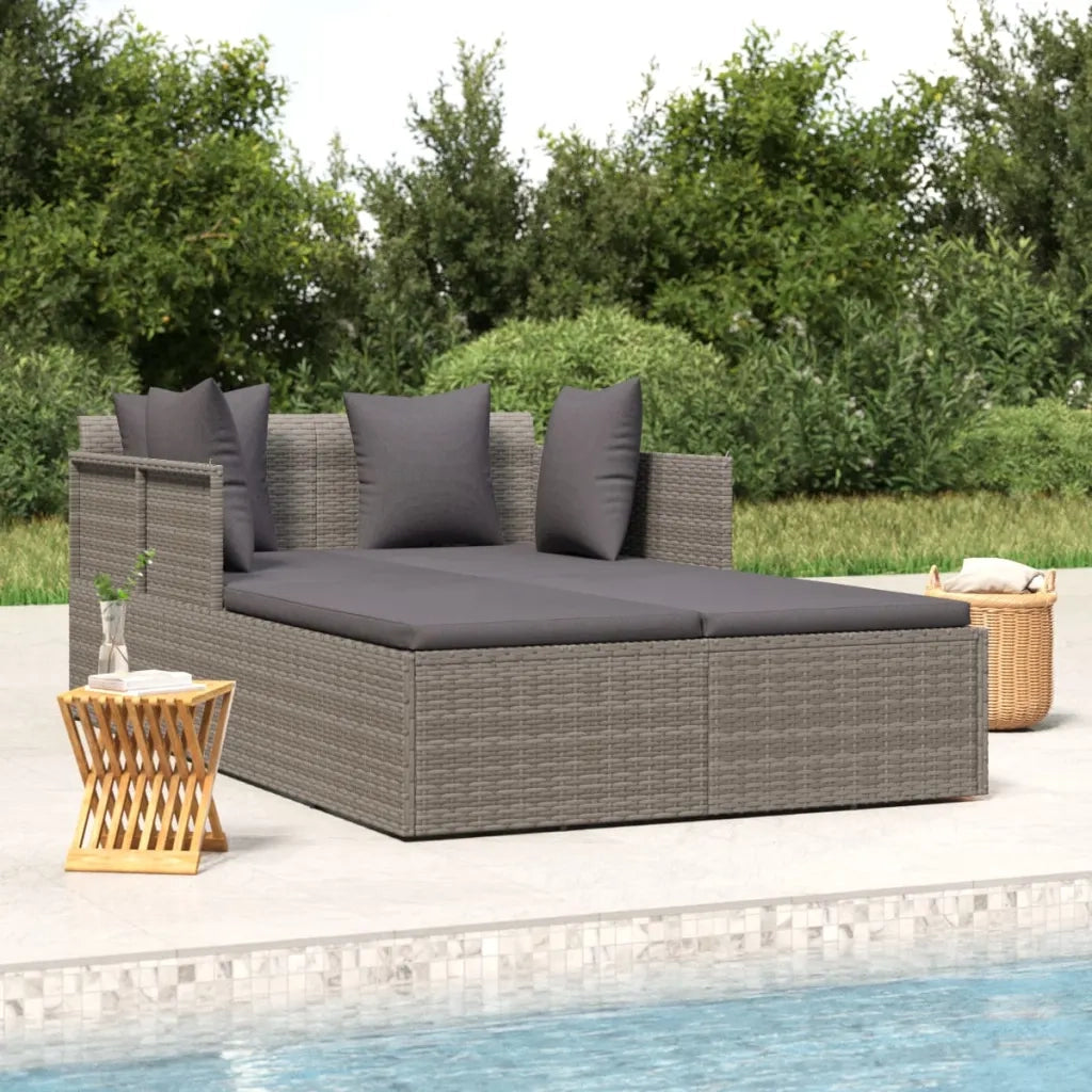 Lettino con Cuscini Grigio 182x118x63 cm in Polyrattancod mxl 118262