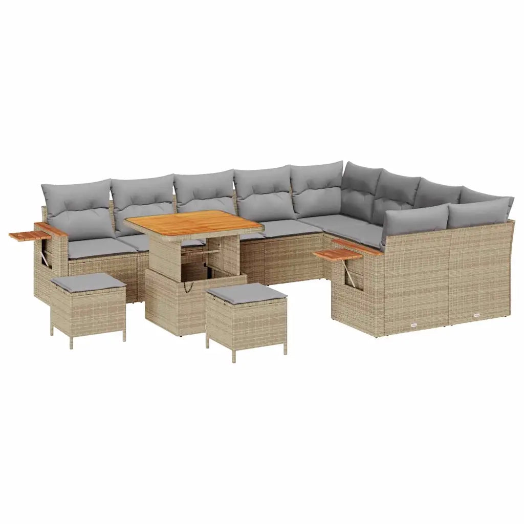 Set Divano da Giardino con cuscino 12 pcs Beige e Grigio Chiaro