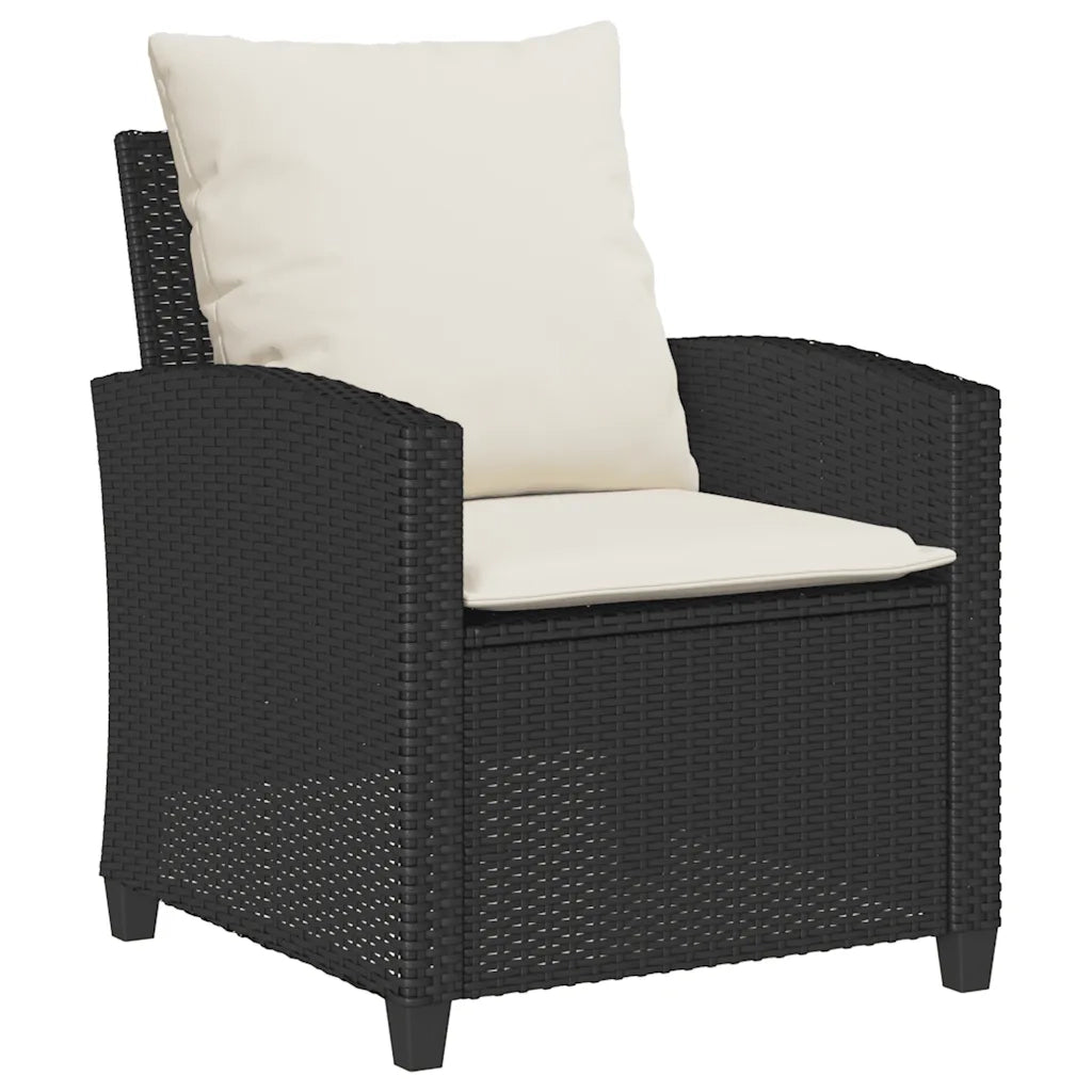 Set Divano da Giardino 6 pz con Cuscini Nero in Polyrattan