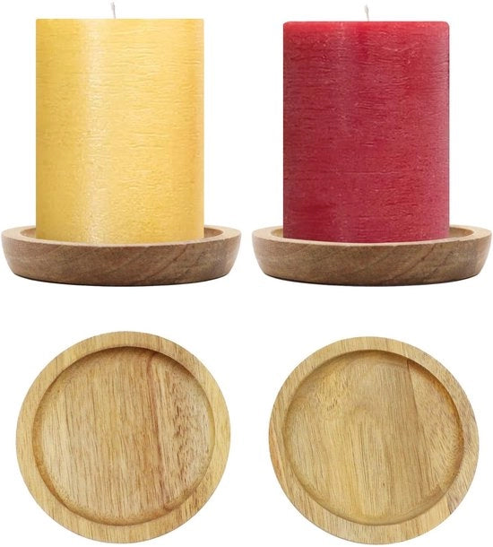 Set di sospensioni per candele da 2 - Base per candele rotonde - Sospensione per candele in legno - Supporti decorativi - Adatti per candele a stantuffo - In cipresso naturale