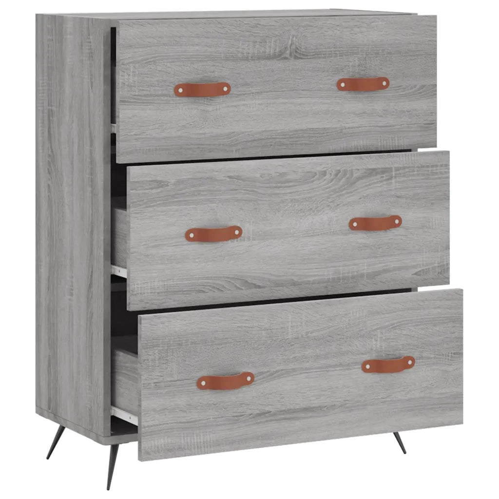 vidaXL Cassettiera Grigio Sonoma 69,5x34x90 cm in Legno Multistrato