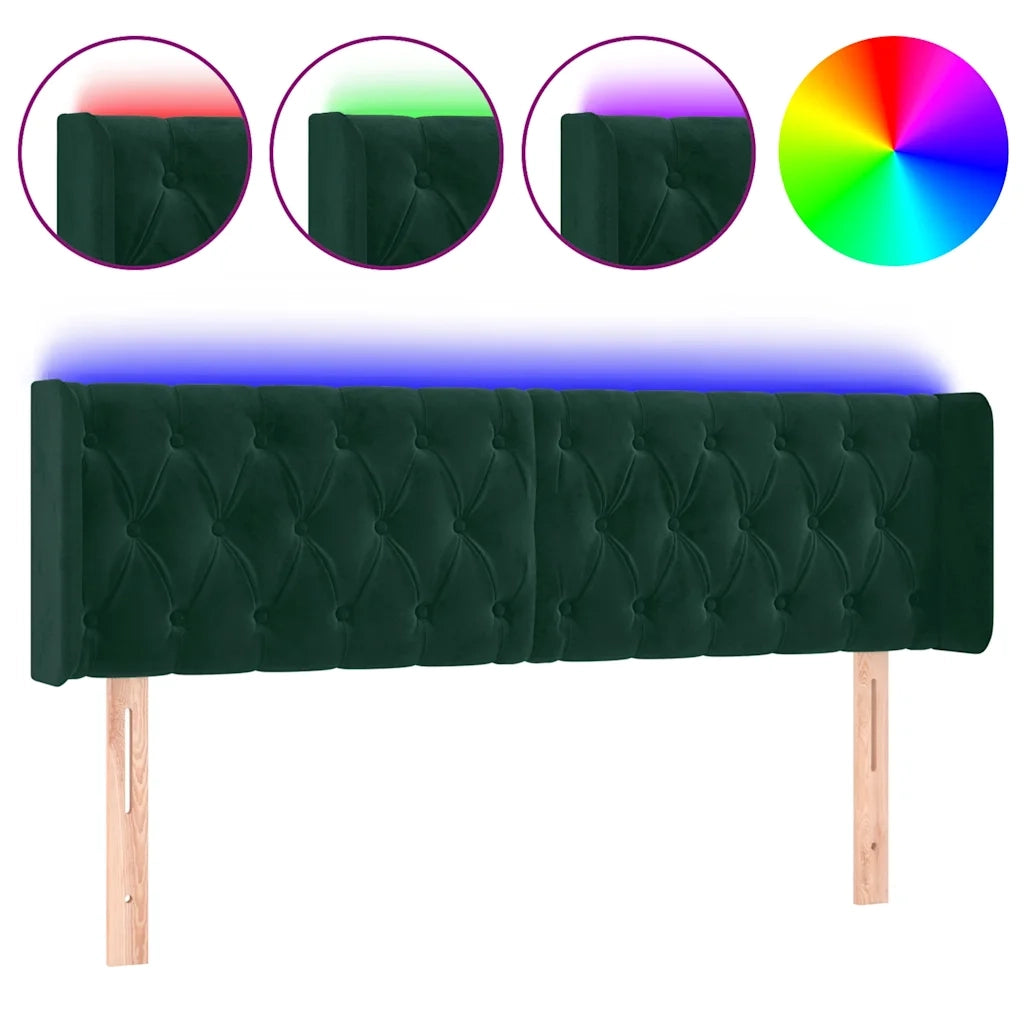 Testiera a LED Verde Scuro 147x16x78/88 cm in Velluto 3123623