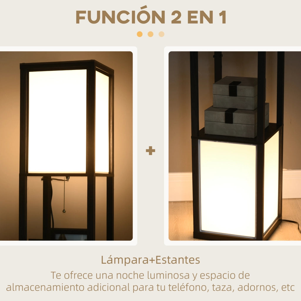 Lampada da terra con mensola ¨C Zephmum ¨C Nero e Bianco 26x26x156 cm