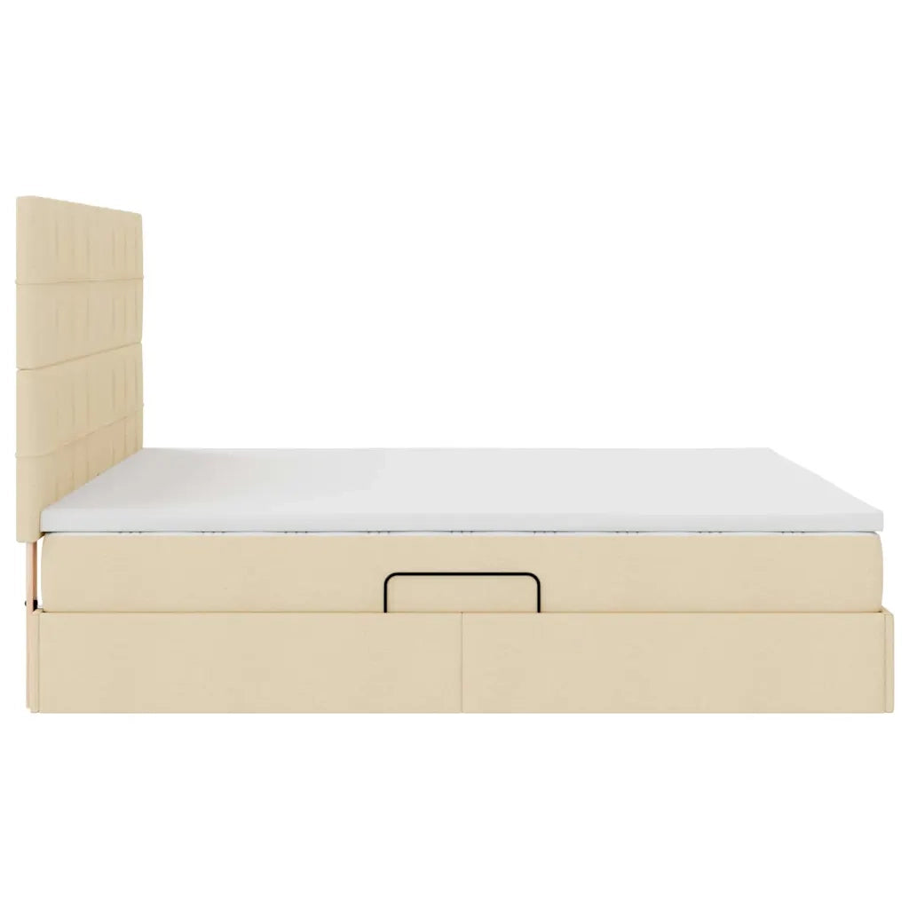 Letto con contenitore e LED Crema 180 x 200 cm Poliestere 3372436