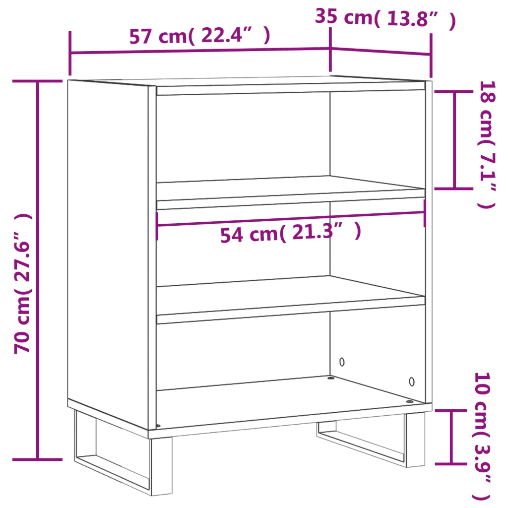 Credenza-Buffet-Armadio da cucina Bianco Lucido 57x35x70 cm in Legno Multistrato 404215
