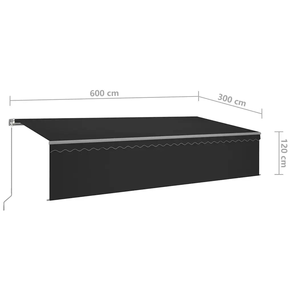 Tenda Retrattile Manuale con Parasole e LED 6x3m Antracite cod mxl 43788