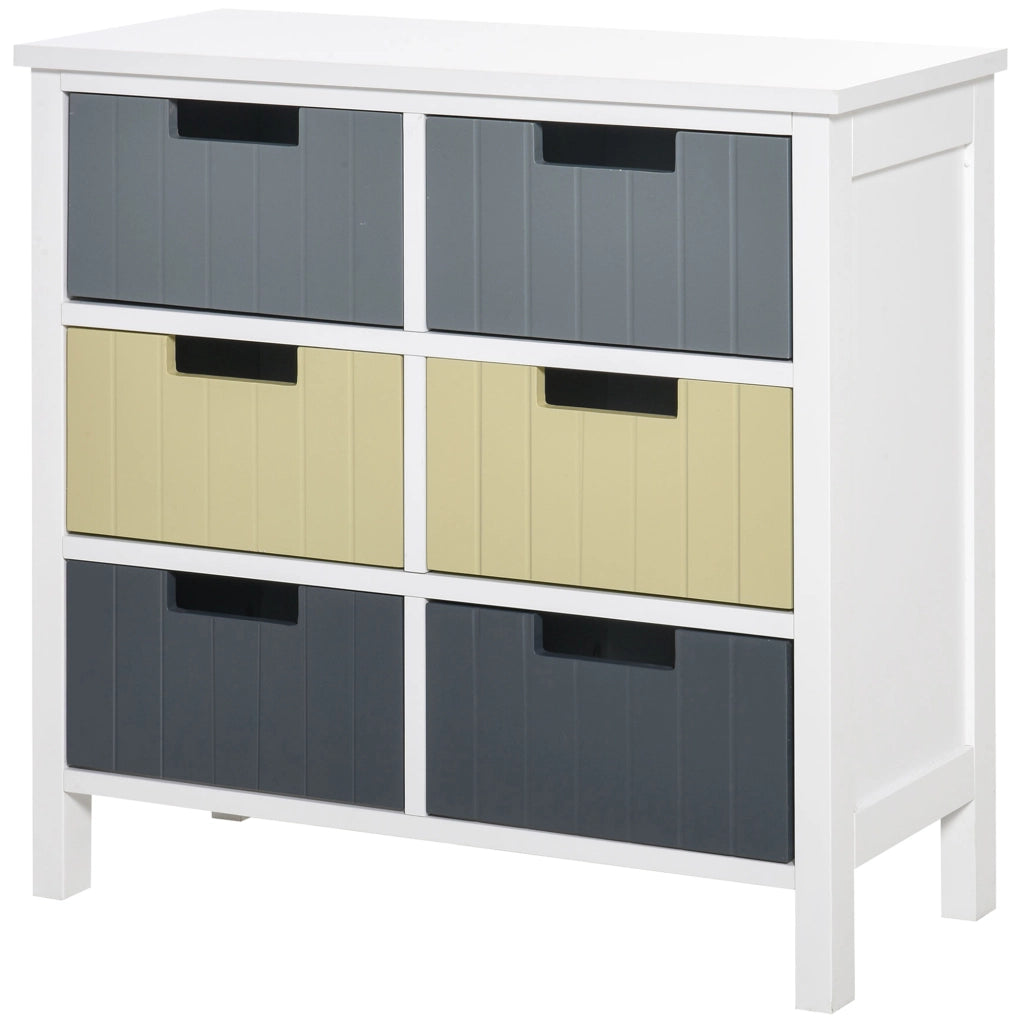 Cassettiera con 6 cassetti in legno ¨C zephmum ¨C multicolore 62x28x58 cm